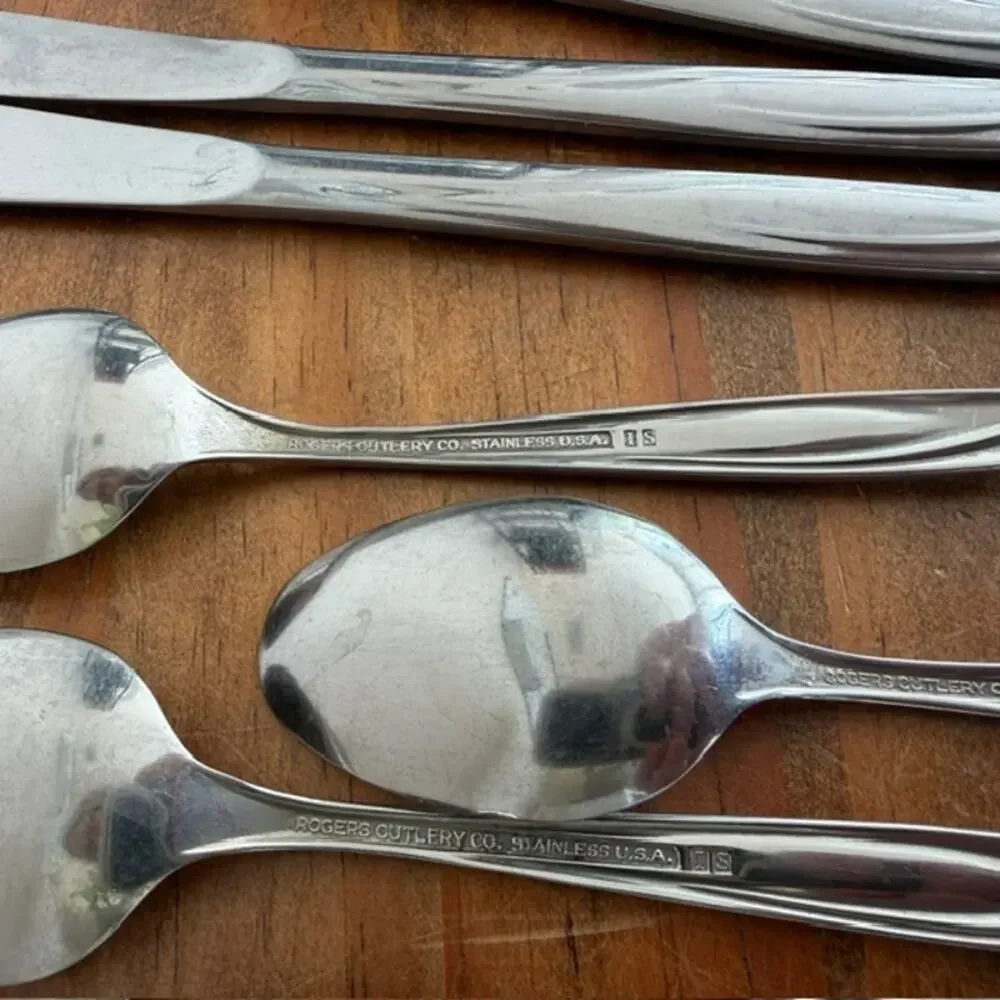 Vintage Rogers Cutlery Co Lawncrest Stainless Steel Mixed Flatware Lot MCM Retro